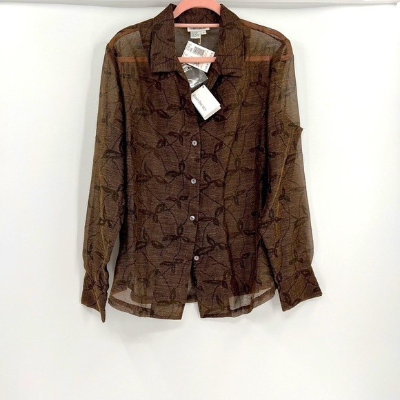 Barry Long Sleeve Button Down Blouse Size L Vintage NWT - Picture 8 of 11